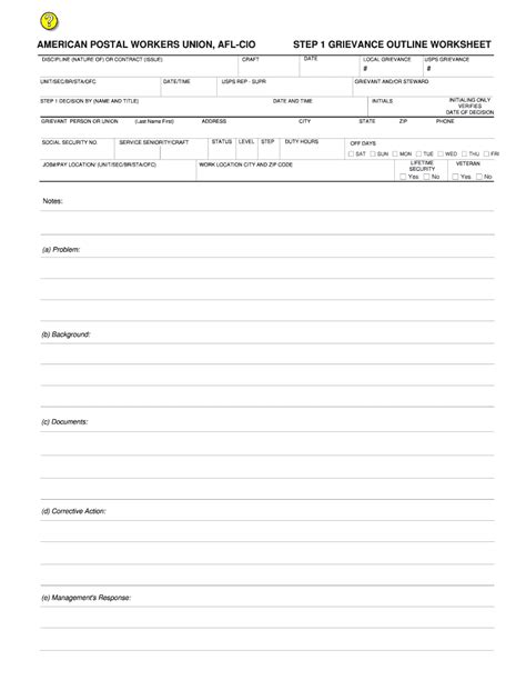 Step 1 Grievance Apwu Form Fill Online Printable Fillable Blank