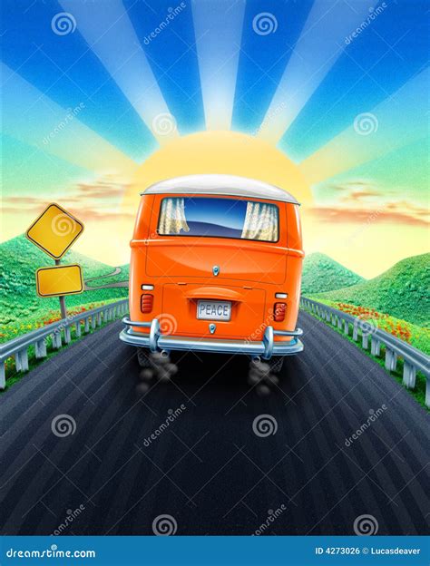 Drive Into Sunset Stock Illustration Illustration Of Drive 4273026