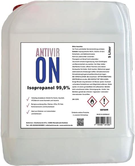 L Isopropanol Isopropylalkohol Ipa Propanol Entfetter