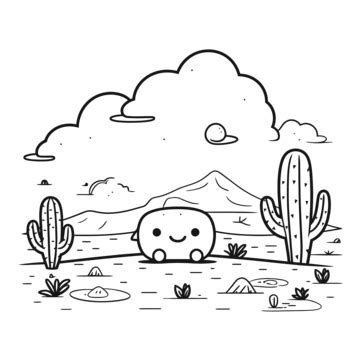 Coloriage De Cactus Avec Des Cactus Kawaii Dans Le Dessin Desquisse De