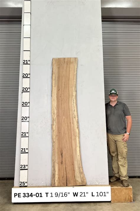 Live Edge Pecan Wood Slab PE 334 01 Berdoll Sawmill