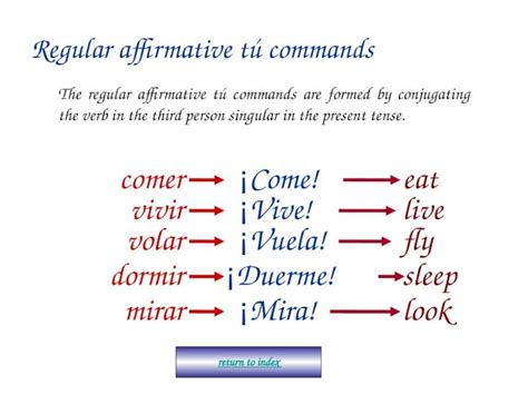 Pptx Regular Affirmative Tú Commands The Regular Affirmative Tú