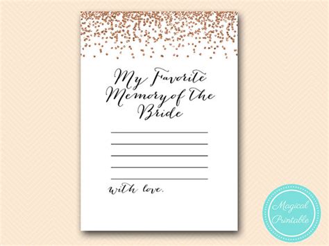 My Favorite Memory Of The Bride Card And Sign Printable Rose Gold