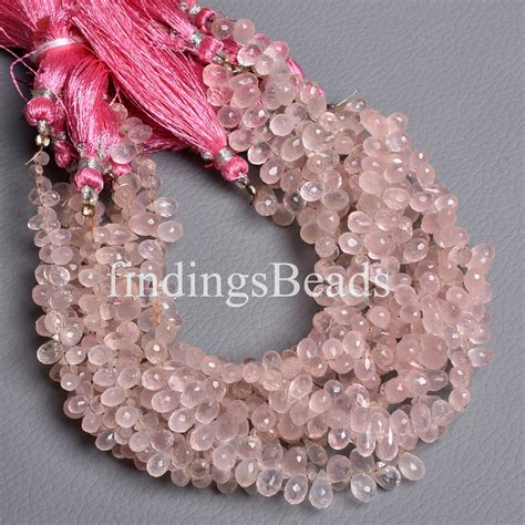 Rose Quartz Drop Shape Faceted Beads Rose Quartz Briolette Etsy India Fancy Beads Faceted