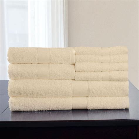 Lavish Home 8 Piece 100 Cotton Bath Towel Set In Bone 67 0012 B The