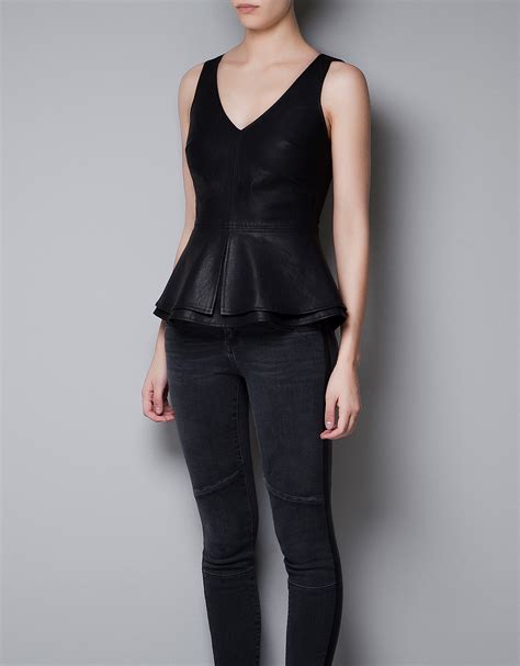 Zara Peplum Top In Black Lyst