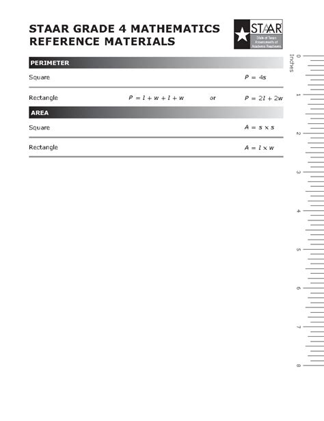 Staar Chart Porfas Staar Grade 4 Mathematics Reference Materials