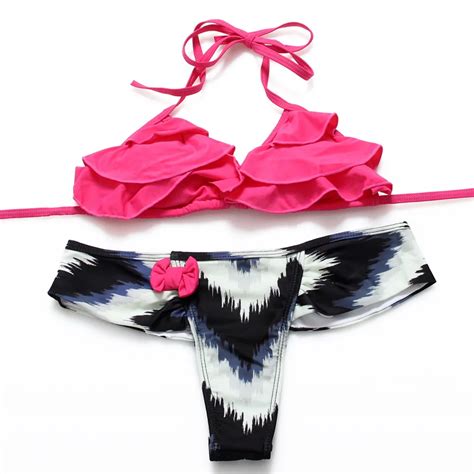 Trangel Sexy Bikini Brazilian Thong Bottom Swimsuit Women Halter Bikini