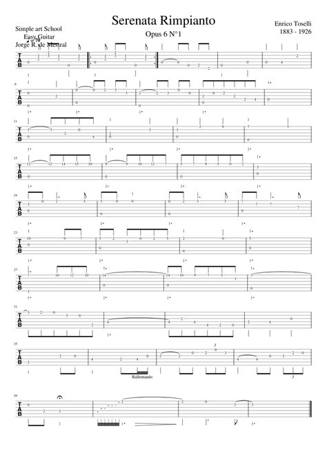 Tab Serenata Rimpianto Enrico Toselli Sheet Music For Guitar Solo