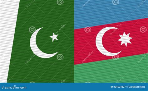 Azerbaijan And Pakistan Two Half Flags Together Stock Illustration