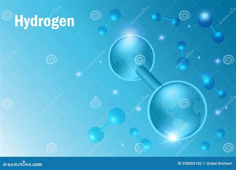 Globe In Hydrogen Molecule Structure, H2 Fuel Cell. Clean Hydrogen Energy For Renewable Fuel ...