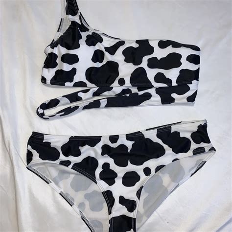 Cowprint Bikini Brand Romwe Size Large Material Depop