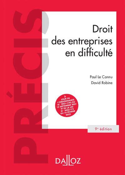 Droit Des Entreprises En Difficult Me Dition Broch Michel