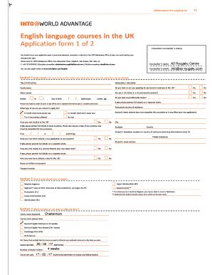 Fillable Online English Language Courses In The Uk Application Form