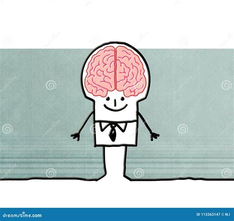 Cartoon man with big brain stock illustration. Illustration of happy ...