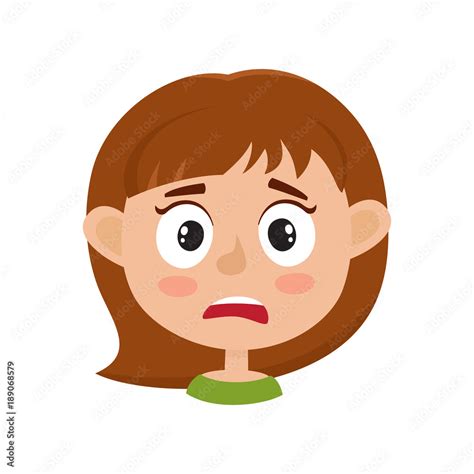 Little girl scared face expression, cartoon vector illustrations Stock ...