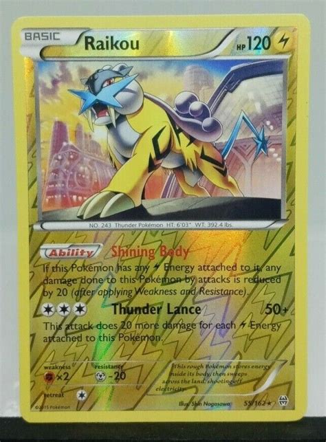 Raikou Reverse Holo Super Rare Nm Pokemon Xy Breakthrough Free