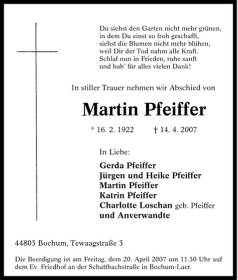 Traueranzeigen Von Martin Pfeiffer Trauer In NRW De