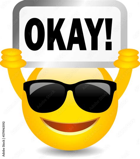 Vektorová grafika Happy smiling emoji with Okay sign vector cartoon