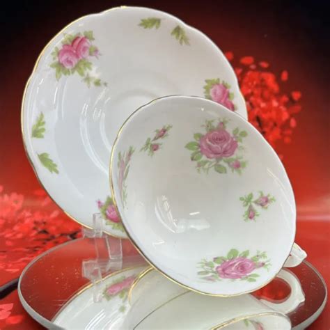 Vintage Collingwood Pink Roses Bone China Teacup Saucer England Tea