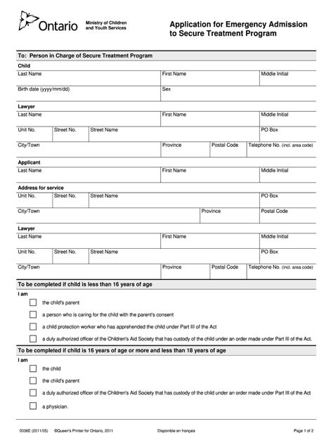 Fillable Online Forms Ssb Gov On Application For Emergency Admission To