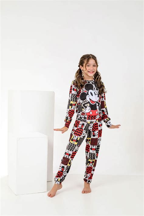 PIJAMA INFANTIL FEMININO SUED 715 PRETO AMARELO Império Lingerie