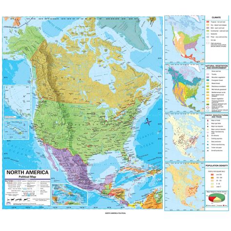 North America Advanced Political Wall Map Shop Classroom Maps Ultimate Globes