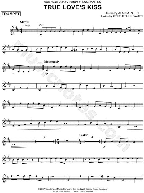 True Love S Kiss From Enchanted Sheet Music Trumpet Solo In D