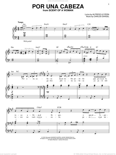 Bocelli Por Una Cabeza Sheet Music For Voice And Piano Pdf