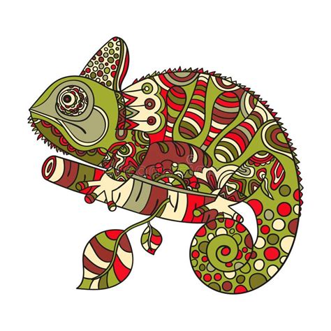 Hand Drawn Chameleon Stock Vector Illustration Of Pattern