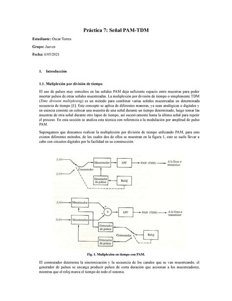 Practica 6 sobre PAM y TDM Práctica 7 Señal PAM TDM Estudiante