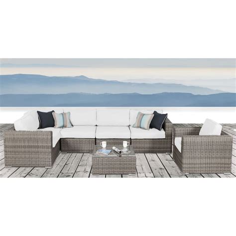 Lsi 7 Piece Rattan Sunbrella Sectional Seating Group With Cushions On Sale Bed Bath And Beyond