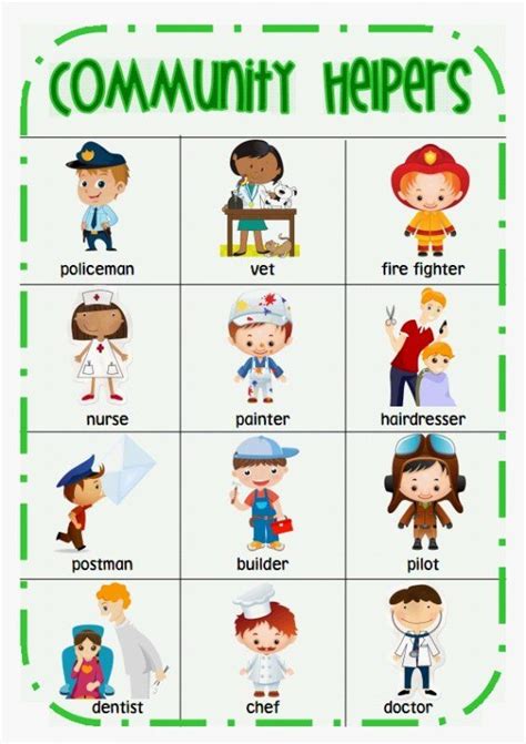 Community Helpers Chart For Kindergarten