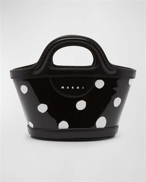 Marni Tropicalia Micro Polka Dot Patent Tote Bag In Black Lyst