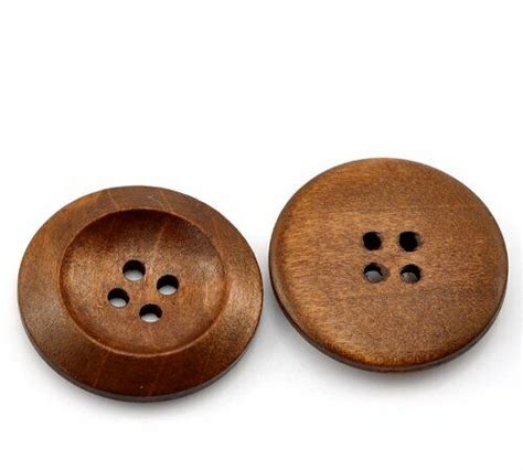 50 PCs Brown Wood Sewing Buttons Scrapbooking 4 Holes Round 3cm 1 1 8