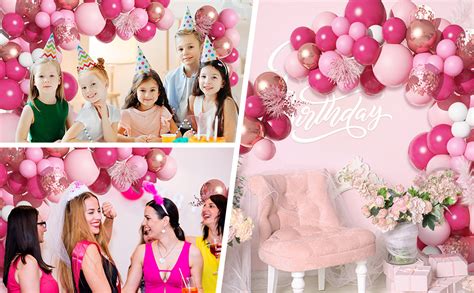 Pink Balloon Garland Arch Kit 152pcs Hot Pink Metallic Rose Gold