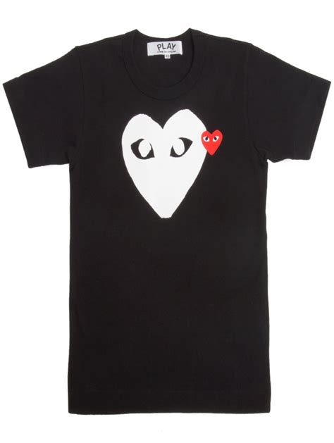 Comme des garçons Play Mens White Heart Logo T-shirt Black in White for ...