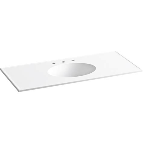 Kohler Ceramic Impressions 49 Inch Oval Vanity Top Bathroom Sink With 8 Inch Centerset Fau