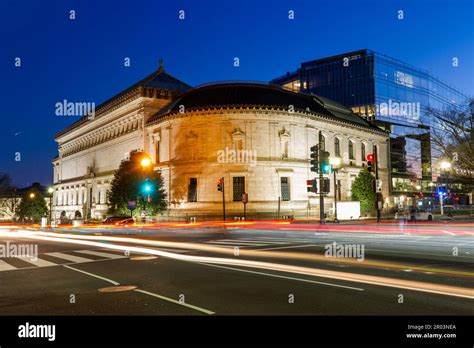 Nighttime street scene of former Corcoran Gallery of Art, now Corcoran ...