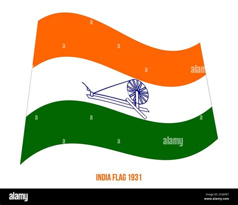 India Flag Waving 1931 Vector Illustration On White Background Swaraj Flag Officially Adopted