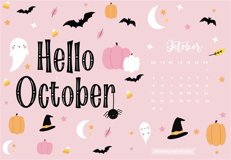 October Calendar Fall Leaves And Pumpkin Collage Idea Wallpapers