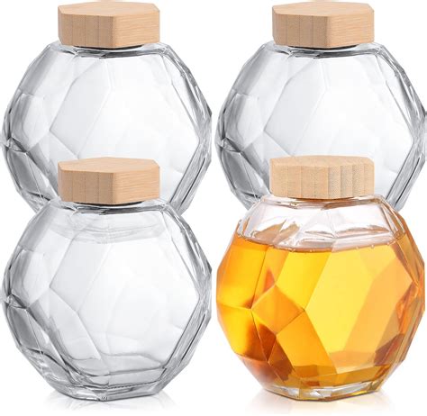 Amazon Lallisa Pcs Oz Glass Honey Jar With Lids Set Hexagon