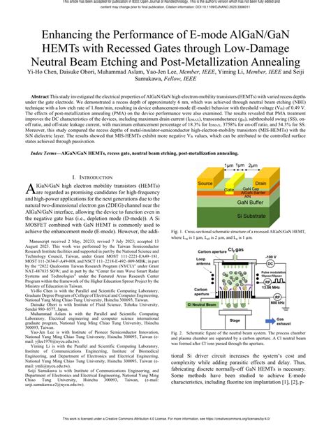 PDF Enhancing The Performance Of E Mode AlGaN GaN HEMTs With Recessed