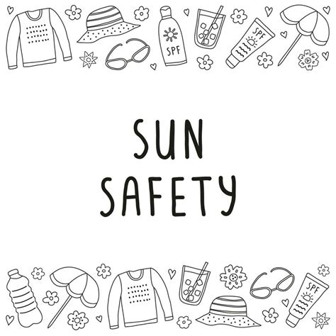 Poster With Sun Safety Icons And Lettering 27156990 Vector Art At Vecteezy