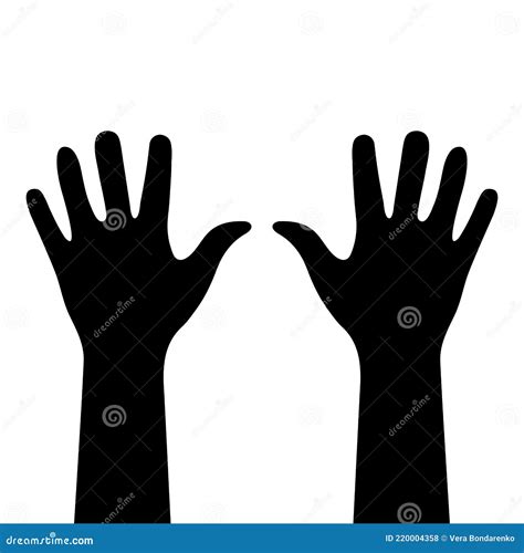 Two Hands Black Silhouettes On White Background Vector Illustration