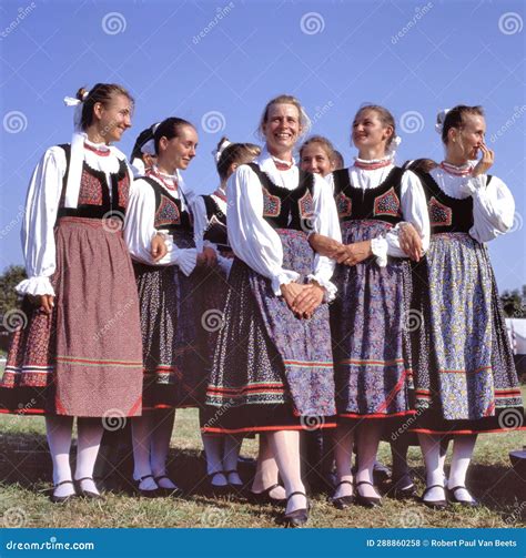 Women Wearing Traditional Eastern Europe Folk Costumes Editorial Stock