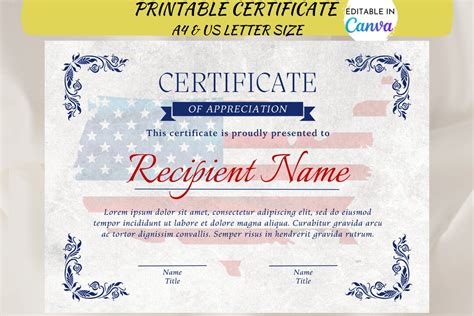 Editable USA Veteran S Certificate Of Achievement Etsy