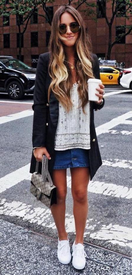 Stylish Ways To Wear Long Blazer Outfits Long Blazer Denim Skirt