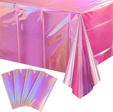 Amazon 4 Pack Iridescent Pink Plastic Tablecloths FunnyPars Shiny