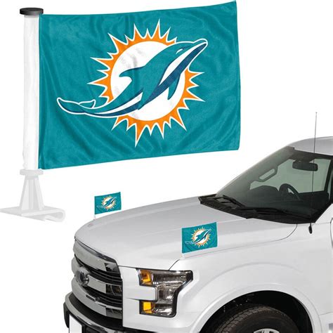 miami dolphins auto ambassador pc car mini flag set